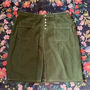 Green corduroy skirt